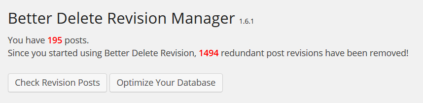 Wordpress Better Delete Revision Manager
